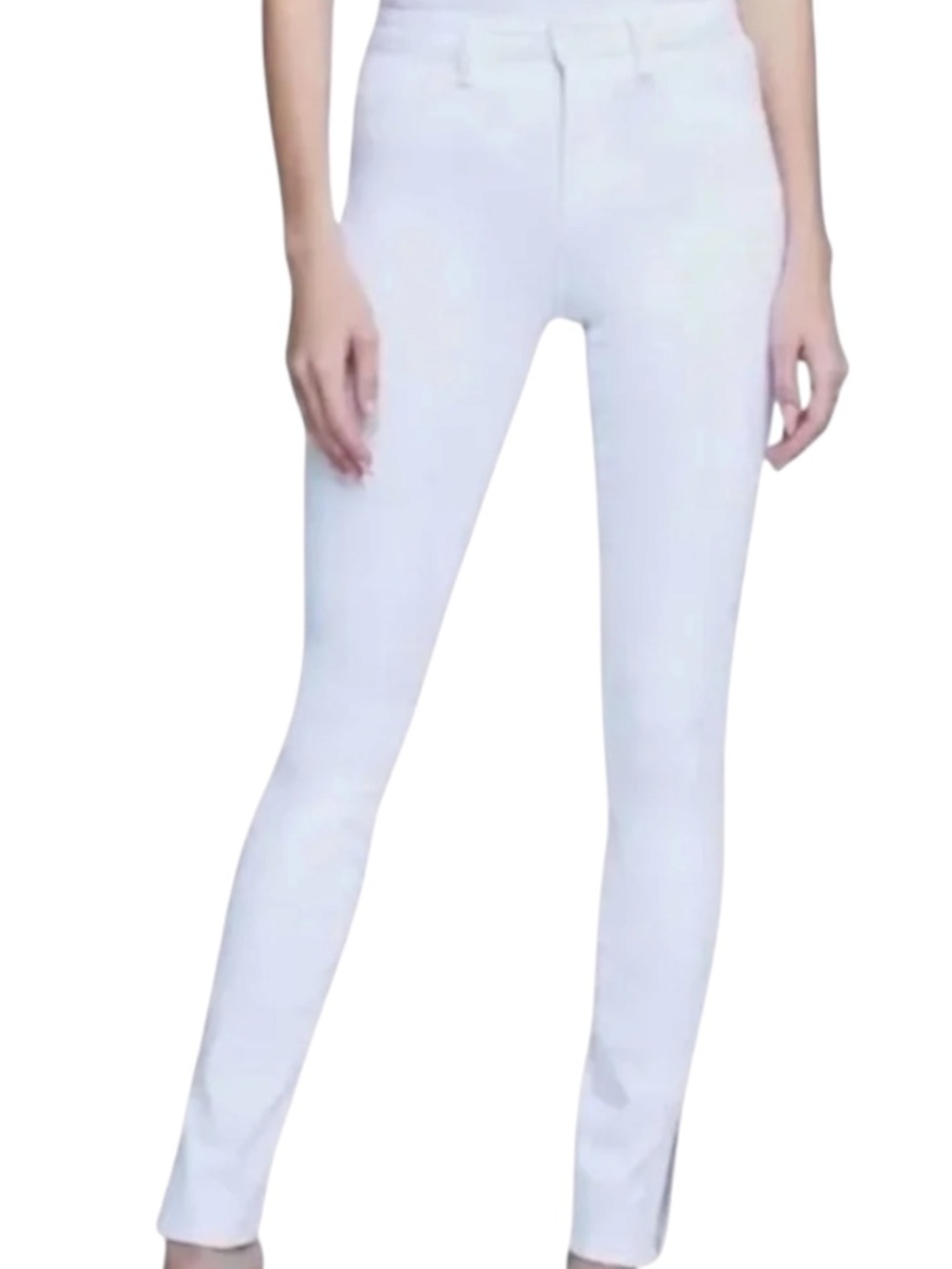 L'AGENCE Josie High Rise Skinny Jeans White Blanc Split Hem Size 23 NWT